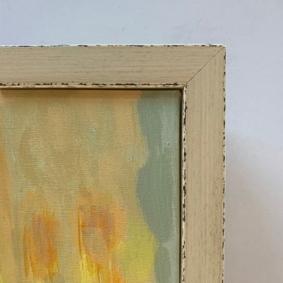 The oak frame provided a lip on which the standard rebated moulding could sit, positioned just above the canvas