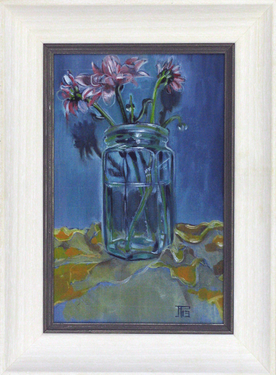 Pink Flowers in Glass vase in18x28 out29x38cm.jpg